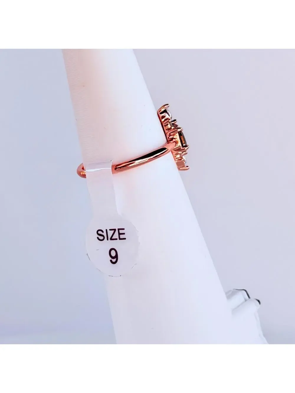 Bomb Party Ring Size 9 “Feeling Alive” Brown Tourmaline & CZ on Rose Gold